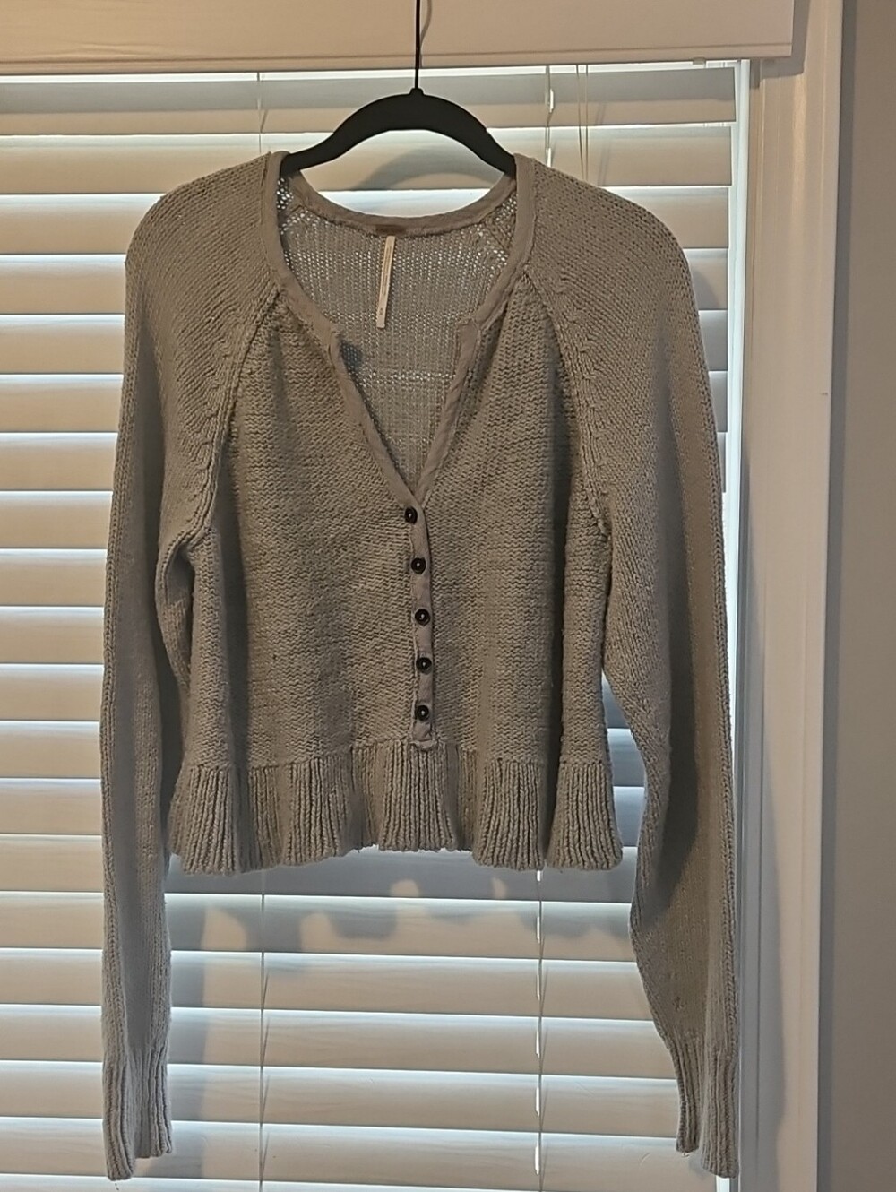 Free People V-Neck Button Knit Sweater